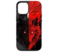 Red Black Wolf Split Dark Aesthetic Graphic Design Case for iPhone 12/12 Pro