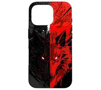 Red Black Wolf Split Dark Aesthetic Graphic Design Case for iPhone 16 Pro