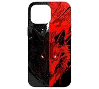 Red Black Wolf Split Dark Aesthetic Graphic Design Case for iPhone 16 Pro Max