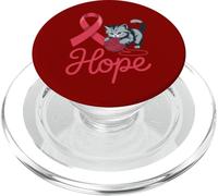 Red Blood Cancer Awareness Ribbon Cute Cat Hope Yarn PopSockets PopGrip for MagSafe