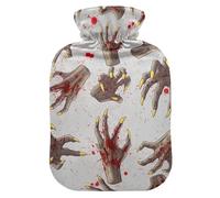 Red Blood Hands Hot Water Bottle with Soft Cover Feet and Bed Warmer Hot Water Bag for Hot and Cold Compress Small