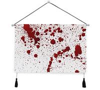 Red Blood Ink Splatter Spots Stains Isolated on White Canvas Wall Art, Print Hanging Painting Poster, Artwork Ready to Hang 17.5"x24.5" Home Art Bedroom Living Room Decor
