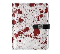 Red Blood Ink Splatter Spots Stains Isolated on White Refillable Journal Writing Notebook, PU Leather Hardcover Diary Note Book, Planner A5 Ruled Notepad for Agenda with Pen Holder