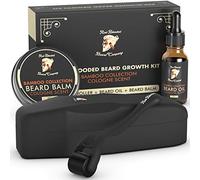 Red-Blooded Beard Growth Kit - Beard Roller + Beard Oil + Beard Balm - Stimulate Beard and Hair Growth with this Cologne Scented Beard Care Gift for Men - 0.5mm Derma Roller for hair Beard Regrowth