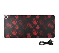 Red Bloody Hand Prints Leather Heated Gaming Mouse Pad 31.5 x 13 in Hand Warmer Computer Pads for Computer Table Gaming,Writing