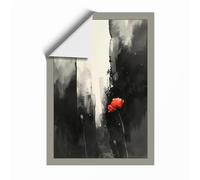 Red Bloom in Ruins Modern Unframed Wall Art Print A1 (84.1×59.4cm), Wall Decor for Living Room, Bedroom, Office & Home, Art Gift