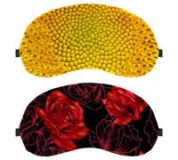 Red Blooming Rose Flowers Black 2 PCS Eye Mask, Sleeping Eye Mask for Side Sleeper, Zero Eye Pressure Night Blindfold, Adjustable Sleep Cover, Completely Block Out Light Eye Shade