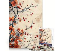 Red Blossoms Flower Branch Jigsaw 1000 Pieces for Teenagers Strengthen Memory Calm Relax Smooth Edge Amazing Present (50x75cm)