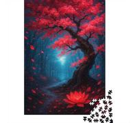 Red Blossoms in A Blue Forest, Classic Puzzle, 1000 Pieces, 70x50cm/1000pcs