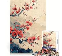 Red Blossoms Painting Old 1000 Piece Jigsaw Puzzles for Adults Jigsaw Mind Play Home Pastime Clean Edge Lovely Present (38x52cm)