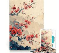 Red Blossoms Painting Old 1000 Pieces Jigsaw Puzzles for Teenagers Memory Upgrade Casual Relax Sharp Cut Art Display (38x26cm)