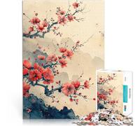 Red Blossoms Painting Old1000 Piece Jigsaw Puzzles for Adults Interesting Stress Reduction Unique Birthday and Gifts 38x26cm