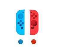 (Red Blue) 4 in 1 NS Joycon Silicone Case Soft Cover 2pcs Thumbsticks Joysticjs Cap Compatible Nintendo Switch OLED Joy Con Grip Controller
