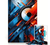 Red Blue Abstract Modern 1000 Piece Jigsaw Puzzles for Adults Jigsaw Mind Play Home Pastime Clean Edge Lovely Present (38x52cm)