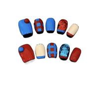 Red Blue American Vintage Style Handmade Press On Nails Contrast Color Design Flattering Skin High Quality Salon Manicure (S)