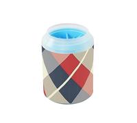 Red Blue and White Plaid Pattern Reusable Dog Cleaner Washer and Massager Soft Silicone Brush Feet Grooming Supplies for Small & Medium Dogs limpiador de patas para perro