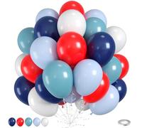 Red Blue Balloons, 60pcs Red Blue White Balloons, Retro Matte White Latex Balloon For Birthday Baby Shower Baseball Independence Day Navigation Theme Party Wedding Graduation Anniversary Decorations