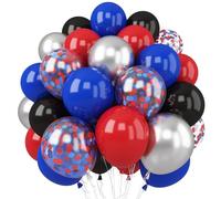 Red Blue Black Balloon, 12 Inch Spider Party Decorations, Matte Red Black and Royal Blue Latex Balloons with Confetti Balloons for Kids Boys Spider Hero Theme Birthday Baby Shower Halloween Party