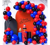 Red Blue Black Balloon Arch Garland Kit, 111Pcs Matte Red Black and Royal Blue Latex Balloon Garland Kit for Boys Kids Spider Hero Theme Party Baby Shower Graduation Party Decorations