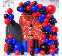 Red Blue Black Balloon Arch Garland Kit, 111Pcs Matte Red Black and Royal Blue Latex Balloon Garland Kit for Boys Kids Spider Hero Theme Party Baby Shower Graduation Party Decorations