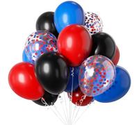 Red Blue Black Balloons, 12Inch Black and Royal Blue Red Balloons, Helium Red and Blue Balloons Confetti for Boys Man Birthday Decorations Graduation Baby Shower Hero Theme Party Decorations