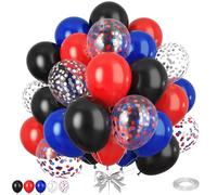 Red Blue Black Balloons, 50pcs Royal Blue Red Black Balloons, Red Black Silver Confetti Balloon for Man Boy Hero Man Theme Birthday Party Baby Shower Wedding Graduation Decorations