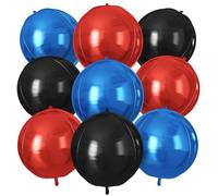Red Blue Black Round Foil Balloons 9 pcs,Metallic Giant 4D Round Balloons 22 Inch for Birthday Baby Shower Kids Boys Party Decorations