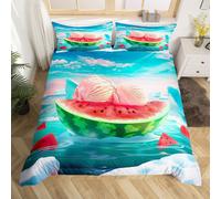(Red Blue, Double(No Comforter)) Homewish Gary Tiger Bedding Set Orange Rose Painting Comforter Cover,Romantic Tigers Duvet Cover Double African Safari Animals Quilt Cover for Kids