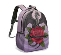 Red Blue Dragon Backpack 16 Inch Celestial Star Map Print Zodiac Astrology School Bag Mythical Creatures All Over Print (07)