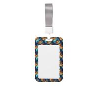 Red Blue Flame Tiger Print Badge Holder, ID Badge Holder with Lanyard, Hard Plastic Vertical Name Tag ID Card Badges Holders