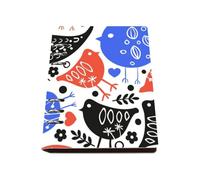 Red Blue Folk Birds Notebook A5, Pu Leather Notebooks, Lined Paper Spiral Notebook 180Pages/90Sheets, Homework Book for Dairy, Note Book A5 for Work, Revision Supplies Women Man