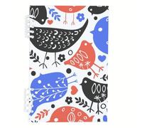 Red Blue Folk Birds Notebook, Black White Bird Notebooks A5, Lined Paper Teacher Notebook 120Pages/60Sheets, Jotters for School, A5 Notepad for Study, Study Essentials Women Man