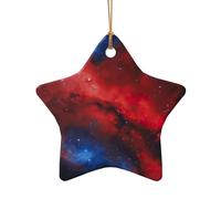 Red blue galaxy Print Festive Ceramic Star Heart Shaped Home Christmas Tree Hanging Xmas Decor Pendants