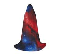 Red Blue Galaxy Print Hooded Robe Adult Wizard Robes Monk Priest Cloak Halloween Cosplay Knight Hood Cape, Black, Large