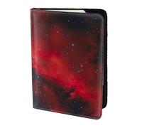 Red blue galaxy print Leather Card Case Travel Accessories Passport Holder Cover Wallet for Women Men, Black, One Size