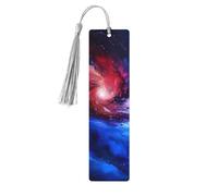 Red Blue Galaxy Print Wooden Bookmarks Beautiful Notebook Accessories for Men Women Book Lovers