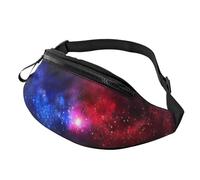 Red Blue Galaxy Printed Bumbags Waist Pack with Earphone Port for Men Women - Adjustable Fanny Pack Waist Bag