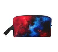 Red Blue Galaxy Printed Toiletry Storage Bag, Large Capacity Organizer Pouch for Power Bank and Cables Use