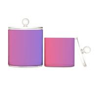Red Blue Gradient Clear Plastic Food Organizer Storage with lid Bathroom Essentials Decorative Small Storage Bins for Cotton Swabs,Cotton Pad2 Pack