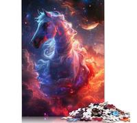 Red Blue Horse Nebula Jigsaw Puzzles Puzzles for Adults Kids. 1000 Piece Whimsical Challenge Toy Educational Game Home Decoration for Educational Games Gifts 1000pcs (75x50cm)
