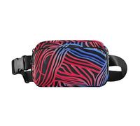 Red Blue Irregular Abstract Texture Trendy Crossbody Bag Waist Packs for Men Women Multipurpose Chest Belt Bum Bag with Adjustable Strap for Workout Running Hiking
