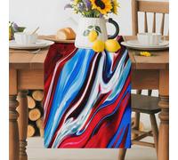 Red Blue Marble Texture Pattern Table Runner 72 Inches Long,Table Runners Kitchen Dining Tables Decoration for Home Party Decor, Abstract Geometric Art Tables Runner Wedding Dresser Scarf