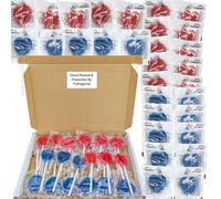 Red & Blue Mixed Heart Lollipop Box With 15 Cherry & 15 Blue Raspberry Heart Lollipops Sweet & Tangy Valentines Day Candy Gift for Him or Her