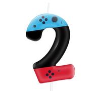 Red Blue Number 2 Birthday Candles,2nd Video Game Controller Birthday Cake Topper Decorations,Gamepad Cake Supplies for Boys Girls Party Decor Supplies