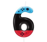 Red Blue Number 6 Birthday Candles,6th Video Game Controller Birthday Cake Topper Decorations,Gamepad Cake Supplies for Boys Girls Party Decor Supplies