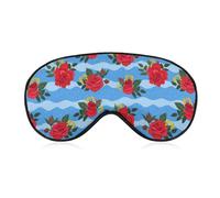 Red Blue Rose Pattern Eye Sleep Mask,Super Soft Eye Masks with Adjustable Strap,Ultimate Sleeping Aid,Blindfold,Relax & Relieve Your Fatigue,Puffy Eyes