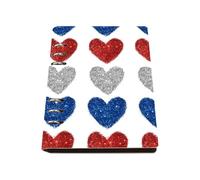 Red Blue Silver Festive Hearts Notebook A5, Pu Leather A5 Notebooks, Lined Paper Boys Notebook 180Pages/90Sheets, Homework Book for Note Taking, Note Pads for Study, Study Essentials Women Man