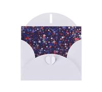 Red Blue Stars American Pearl Paper Holiday Greeting Card With Envelopes Weddings Party Birthday Invitations Wishes