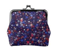 Red Blue Stars American Print Fashion Ms Leather Pouch Portable Wallet Kiss-Lock Money Bag Cute Clutch Fo Women