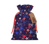 Red Blue Stars American Print Gift Reusable Drawstring Decor Bags Festive Birthday Party Favors Pouchesor